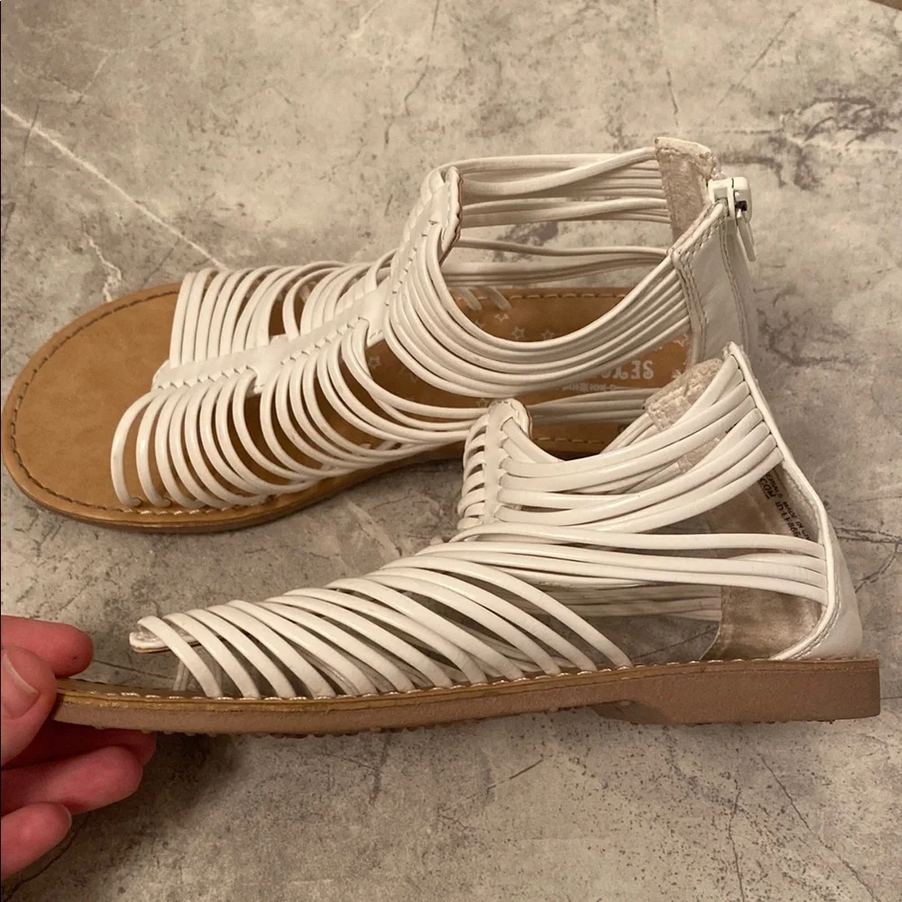 Girls White Gladiator Sandals